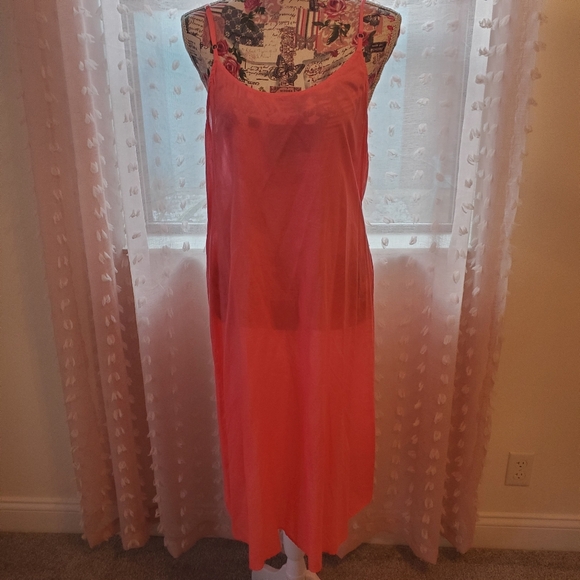 Eileen Fisher 3 Pc,Watermelon Maxi Dress, Matching Sweater, and Slip - Picture 2 of 12